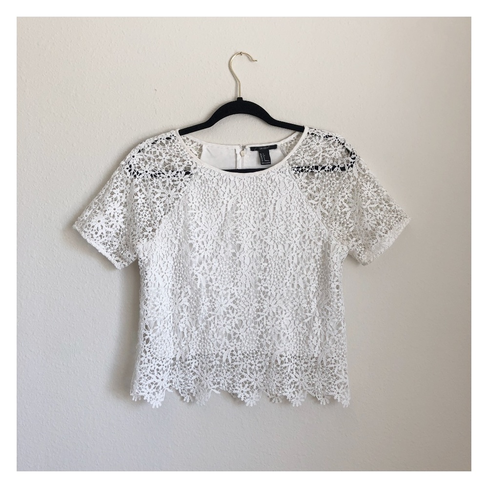 Forever 21 White Crochet Top